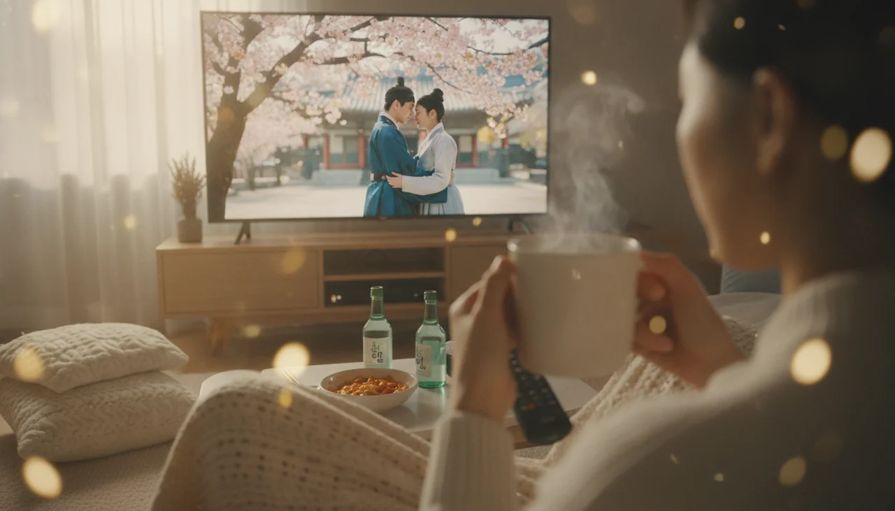 K-drama fan watching TV