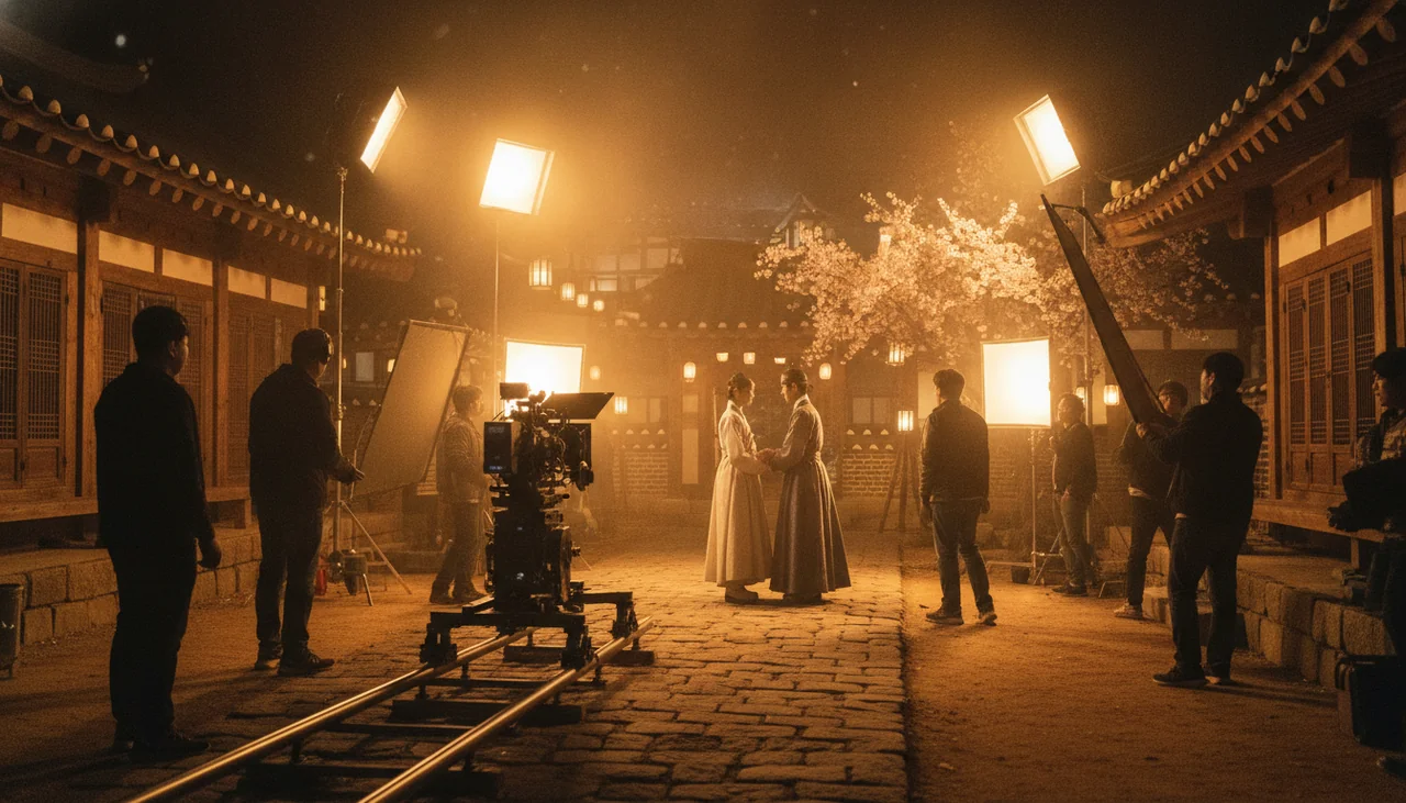 k-drama filming set night