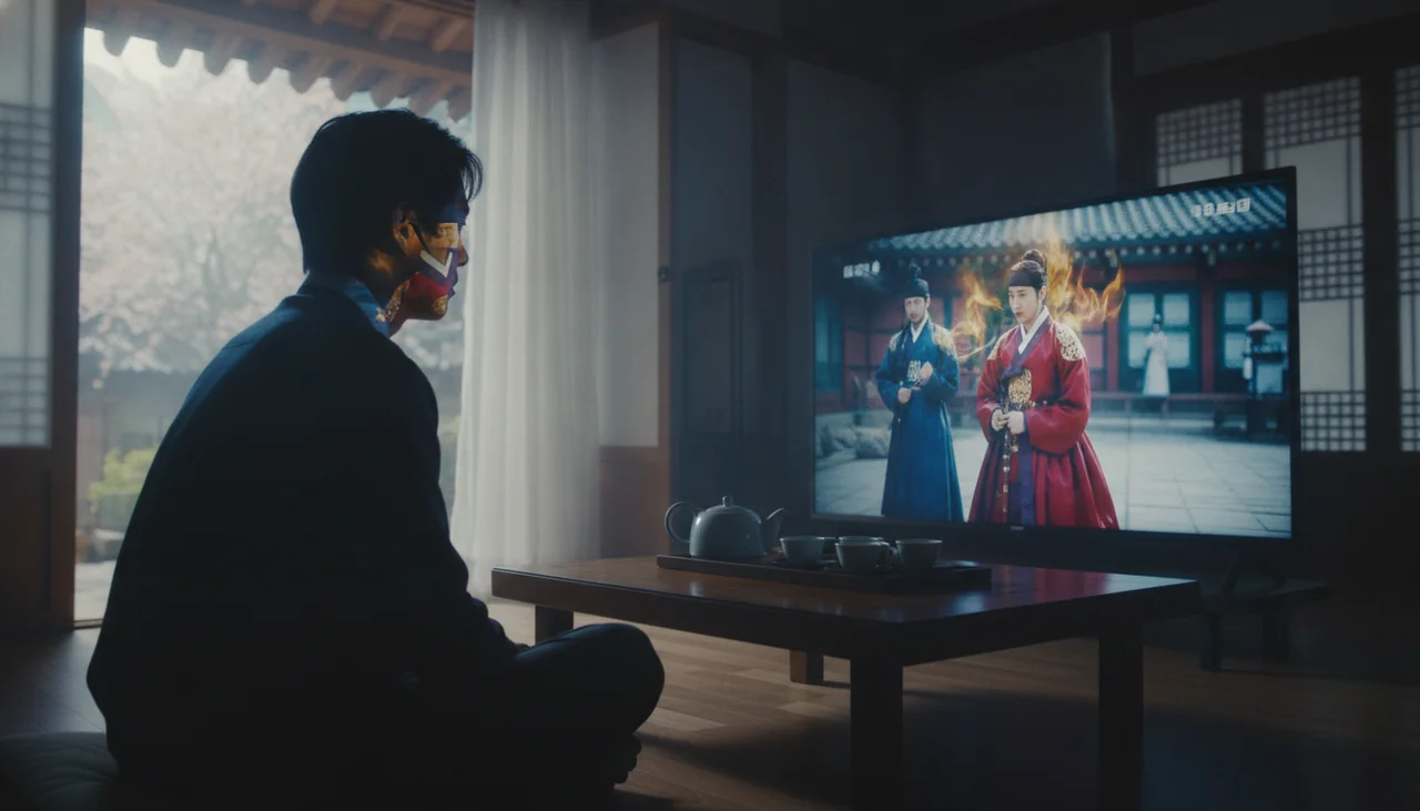 person watching TV in dark room with intense reflection