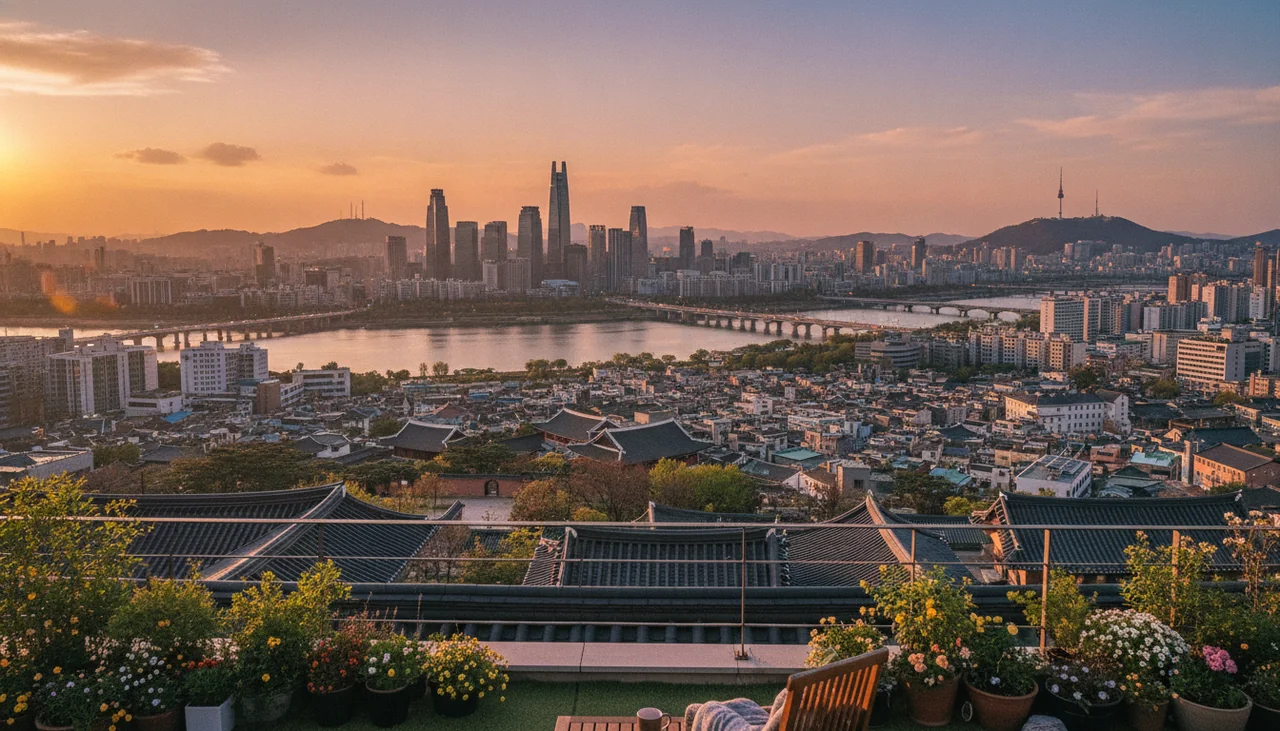 seoul city skyline at dusk