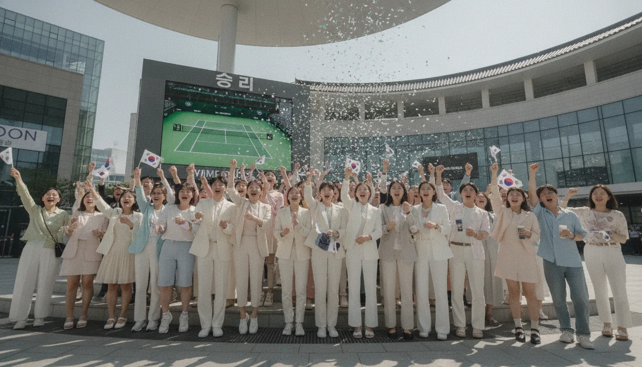 Crowd cheering at Wimbledon