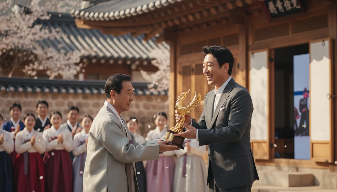 Director Na Hong-jin receiving an award