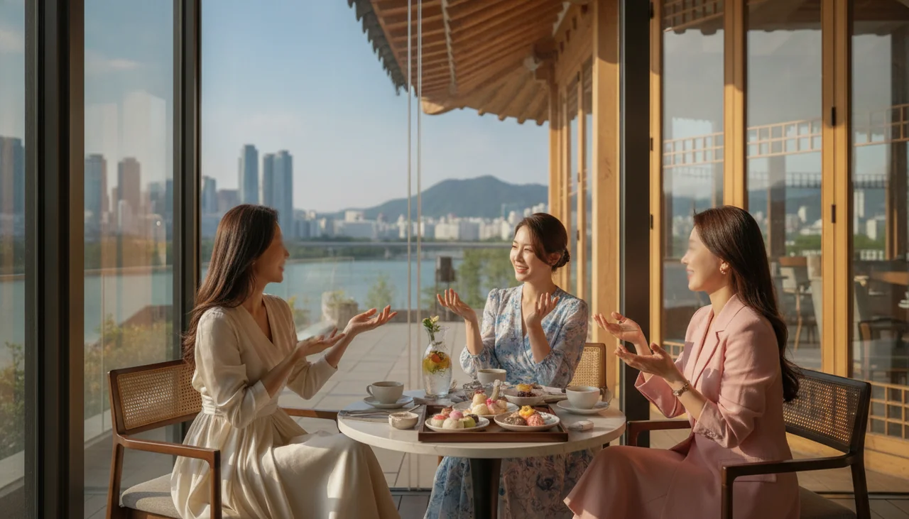 Elegant women at a social gathering