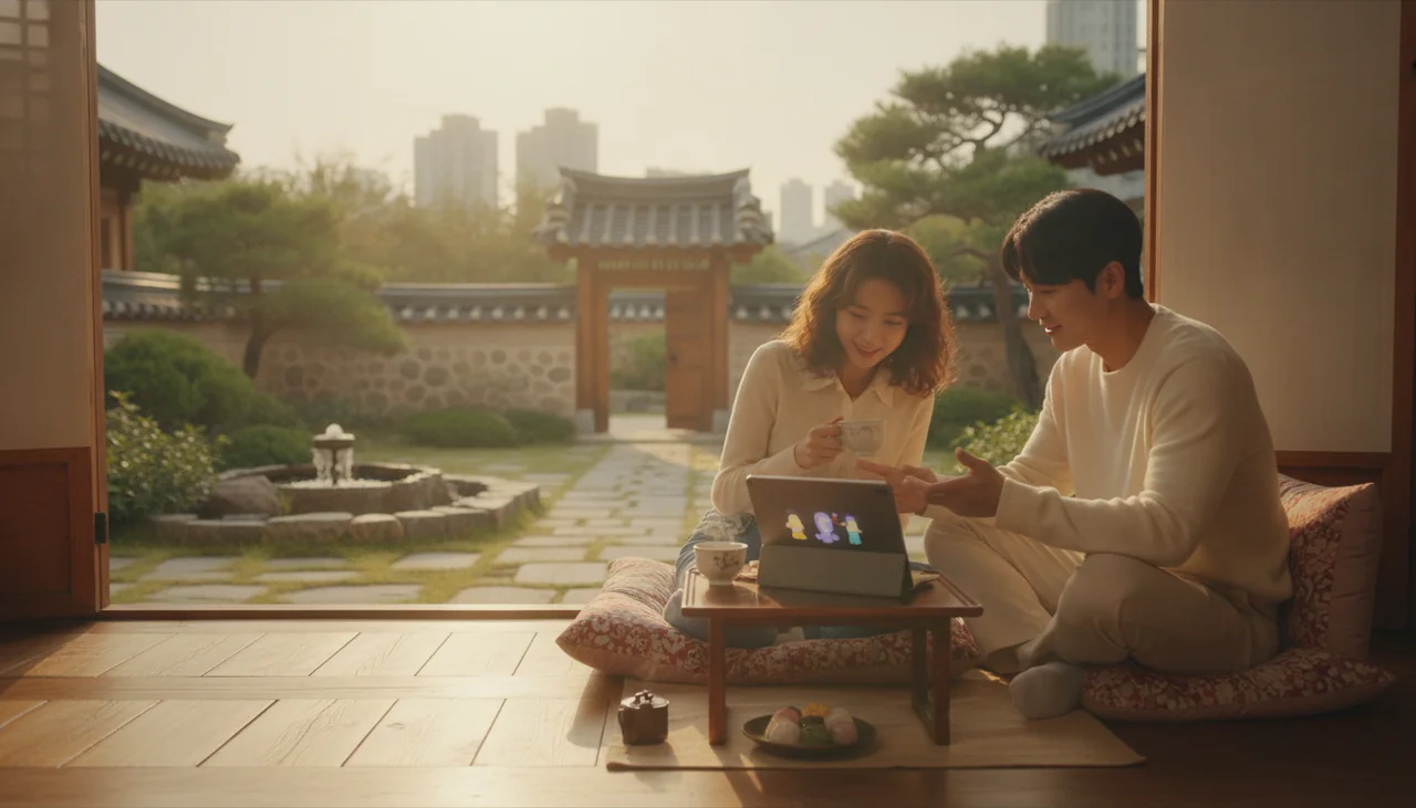 People watching K-drama on a tablet