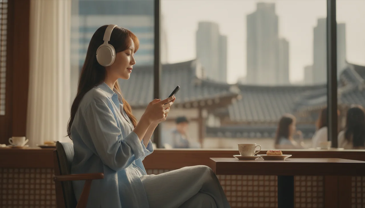 person wearing headphones listening to music
