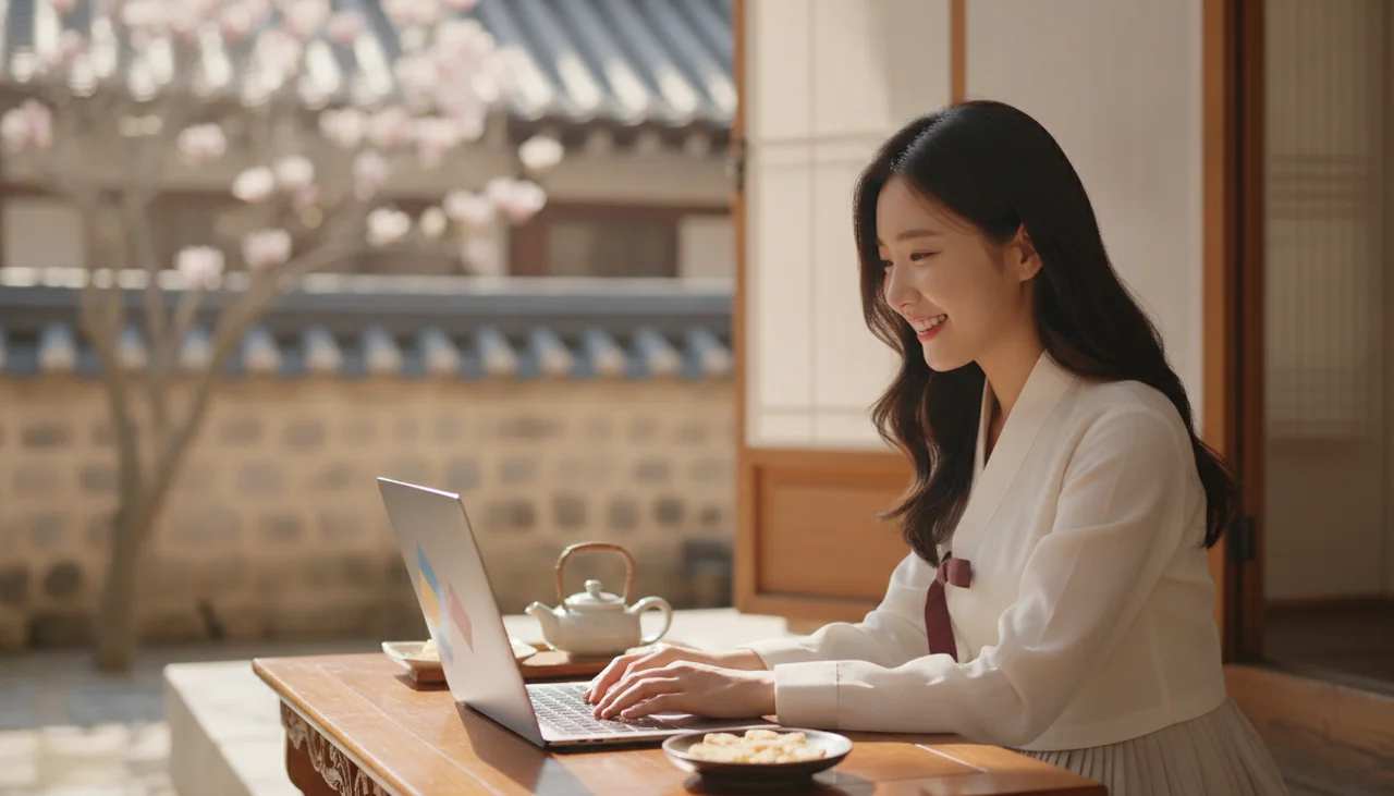Woman smiling with a laptop