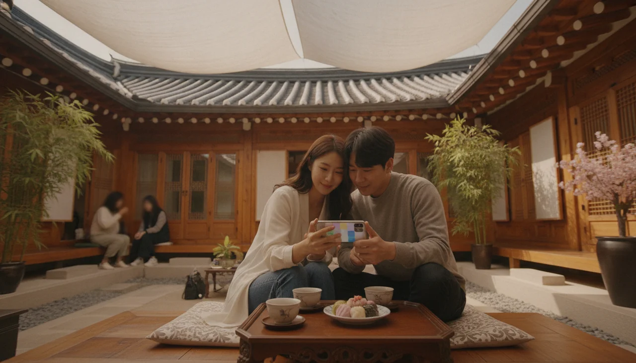 people watching K-drama on a smartphone