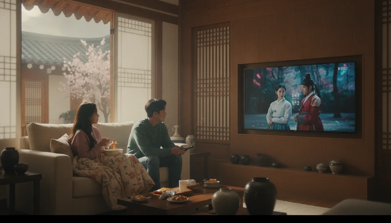 people watching K-drama on TV